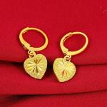 24K Dubai Gold Heart Necklace & Earrings Set