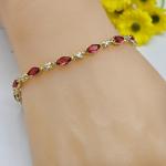 Elegant 14K Gold Plated Flower Garnet Bracelet
