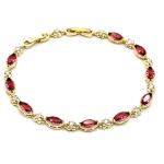 Elegant 14K Gold Plated Flower Garnet Bracelet