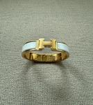 White Enamel H Bracelet in Yellow Gold