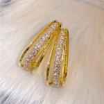 18K Gold Plated Zircon Hoop Earrings for Women