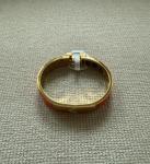 Narrow Orange Enamel H Bracelet in Gold