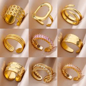 Gold Color Stainless Steel Wedding Couple Rings