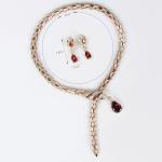 Vintage Snake Jewelry Set with Crystal Necklace and Earrings