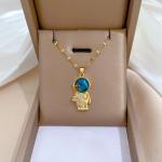 Gold Star Astronaut Necklace with Planet Moon Pendant