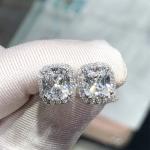 Brilliant Cushion Shape Stud Earrings for Women