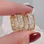 Huitan Luxury CZ Hoop Earrings for Women
