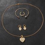 Gold Luxury Jewelry Set: Watch, Ring, Necklace, Earrings