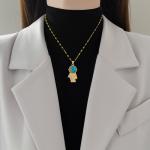 Gold Star Astronaut Necklace with Planet Moon Pendant
