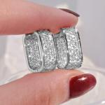 Huitan Luxury CZ Hoop Earrings for Women