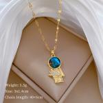 Gold Star Astronaut Necklace with Planet Moon Pendant