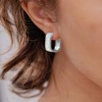 Huitan Luxury CZ Hoop Earrings for Women