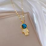 Gold Star Astronaut Necklace with Planet Moon Pendant