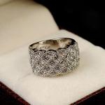 Silver Rhinestone Inlaid Ladies Engagement Ring