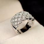 Silver Rhinestone Inlaid Ladies Engagement Ring