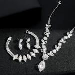 Luxury Rhinestone Floral Jewelry Set: Necklace, Earrings, Bracelet