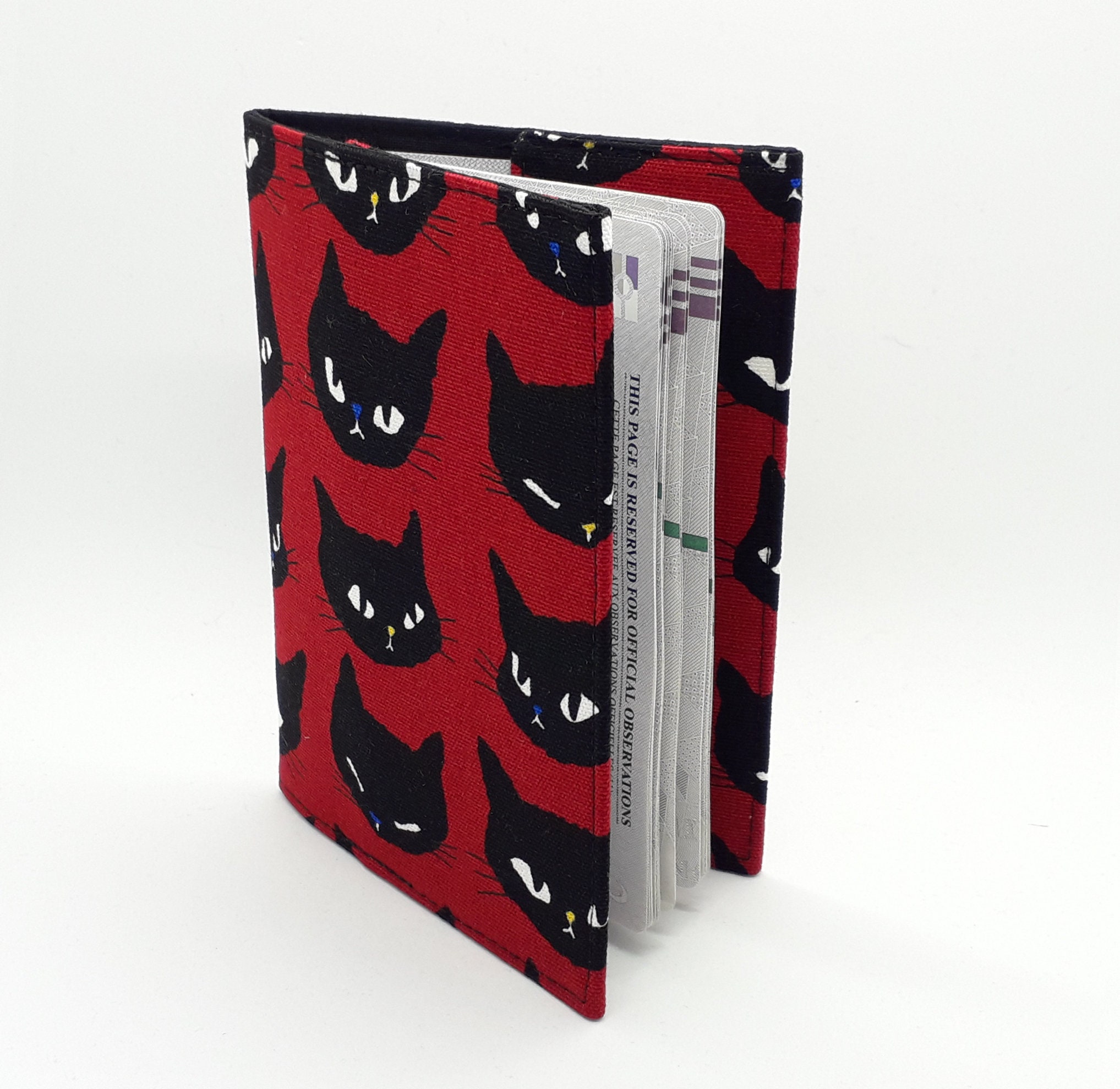 Red Black Cats Travel Set - Cute Passport Cover & Luggage Tag