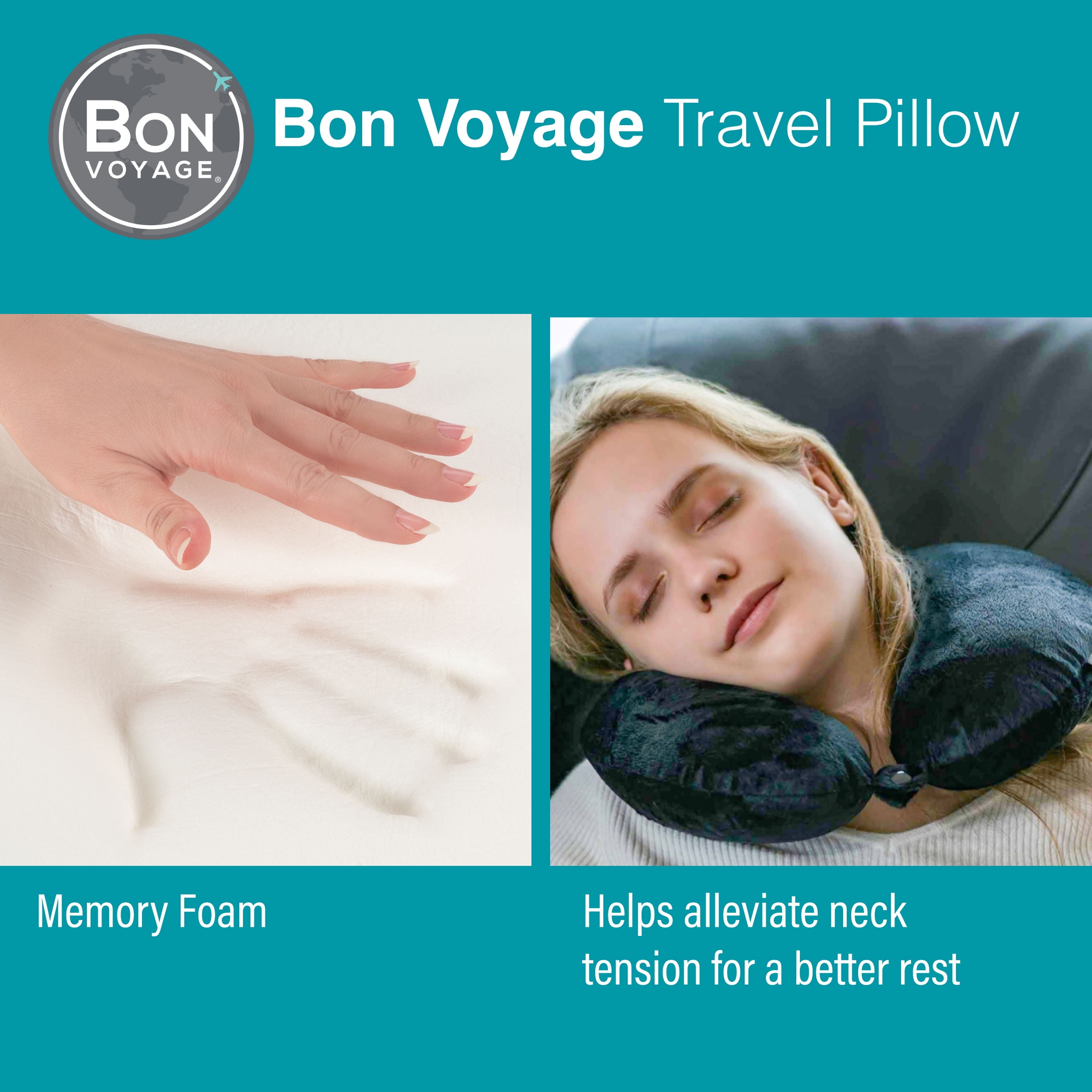 Bon Voyage Classic Memory Foam Travel Neck Pillow