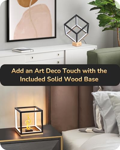 Minimalist LED Table Lamp with Wood Base