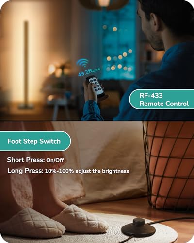 Minimalist Wood LED Corner Floor Lamp with Remote