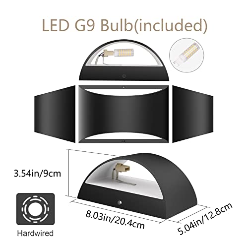 Aipsun Black Modern LED Wall Sconce Set of 2