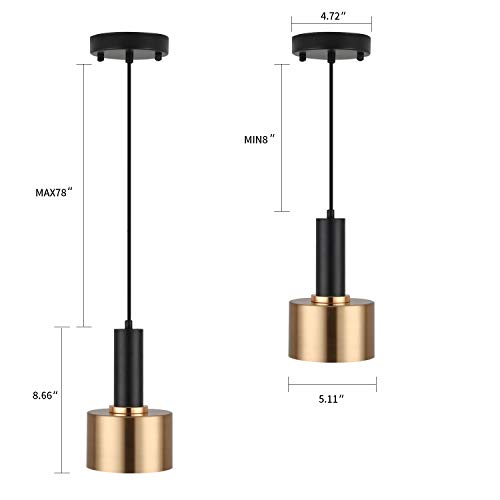 Gold and Black Adjustable Mini Pendant Light