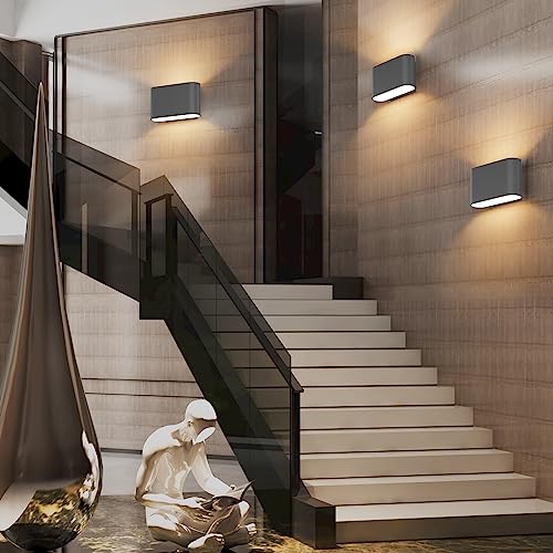 Black Modern LED Wall Sconces - Set of 2