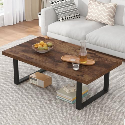 Rustic Minimalist Wooden Coffee Table, 47 Inch