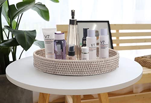 Round Rattan Serving Tray with Cut-Out Handles