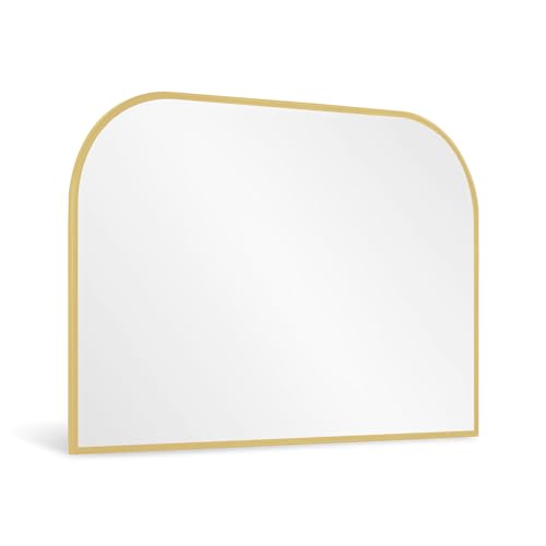 Arched Gold Metal Wall Mirror for Modern Spaces