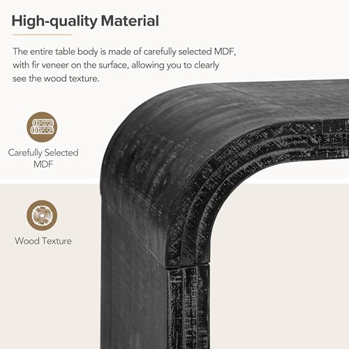 Antique Black Minimalist Curved Coffee Table