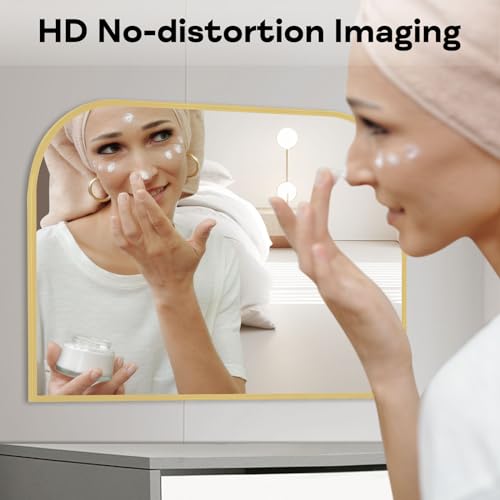 Arched Gold Metal Wall Mirror for Modern Spaces