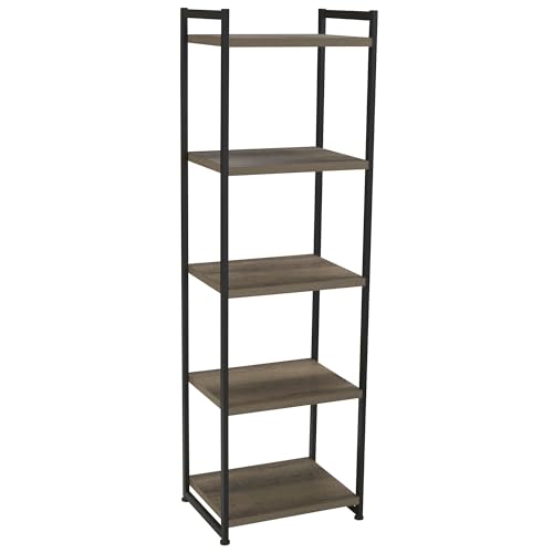 Minimalist 5-Tier Metal Storage Tower, Grey & Black