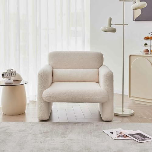 Beige Modern Accent Sofa Chair with Arms