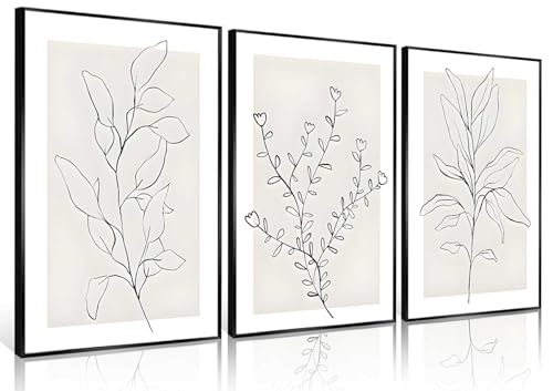 Set of 3 Minimalist Botanical Canvas Prints