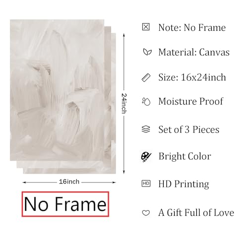 Beige Abstract Minimalist Canvas Art Set