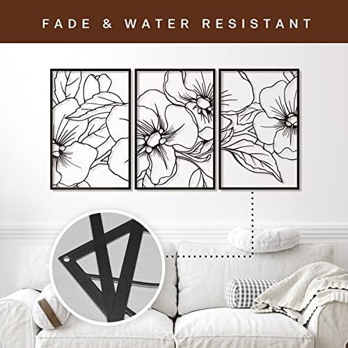 Vivegate Black Minimalist Floral Metal Wall Art