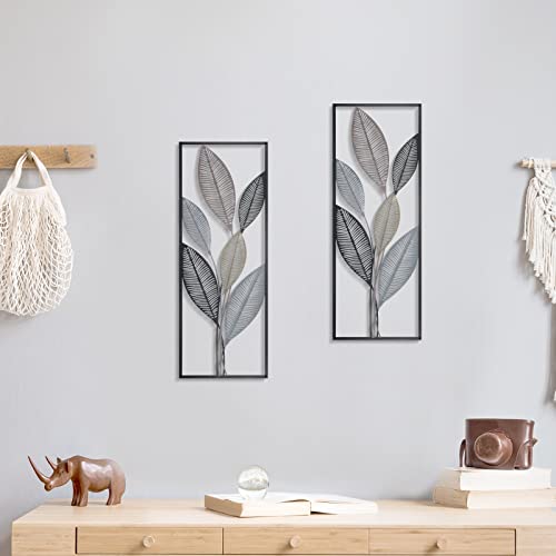 Metal Leaf Wall Art Set - Abstract Decor