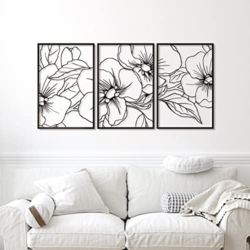 Vivegate Black Minimalist Floral Metal Wall Art