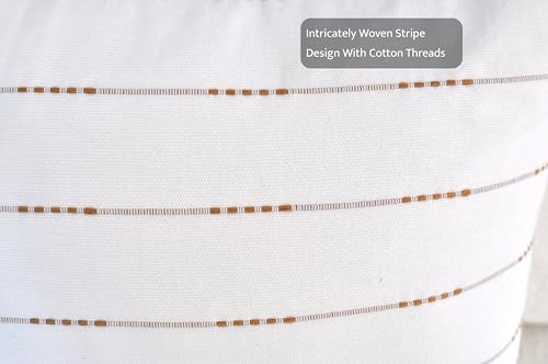 Cream Geometric Striped Pillow Covers - Set of 2