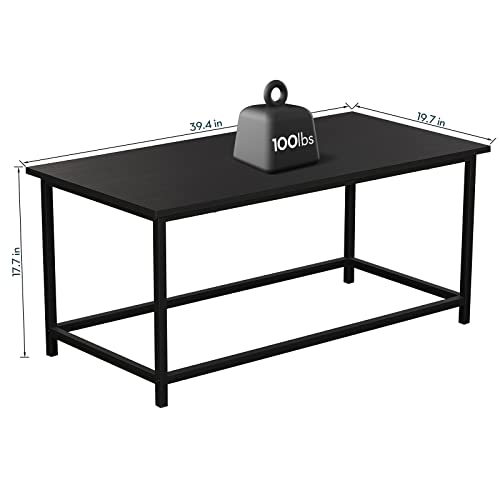 SAYGOER Minimalist Black Rectangular Coffee Table
