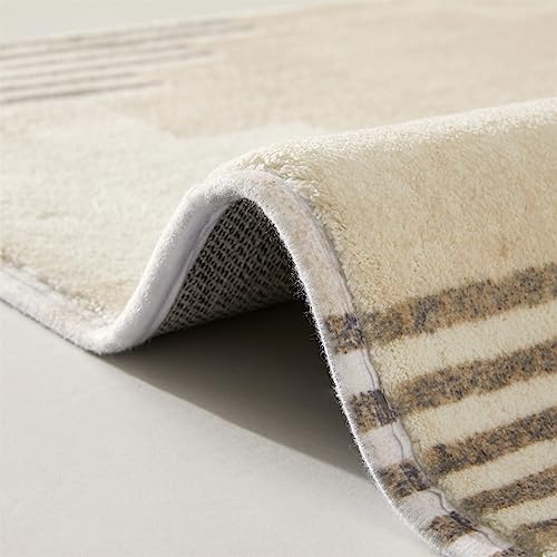 Khaki Minimalist Washable Area Rug 4x6