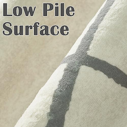 Abstract Minimalist 5x7 Washable Area Rug in Grey