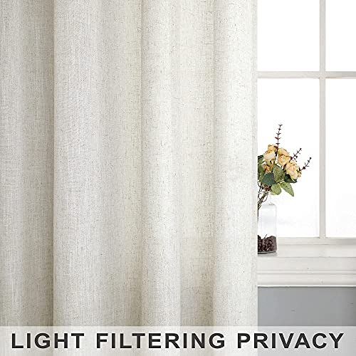 Ivory Linen Boho Curtains - 84 Inch, 2 Panels