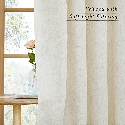 Natural Linen Grommet Top Curtains - Set of 2