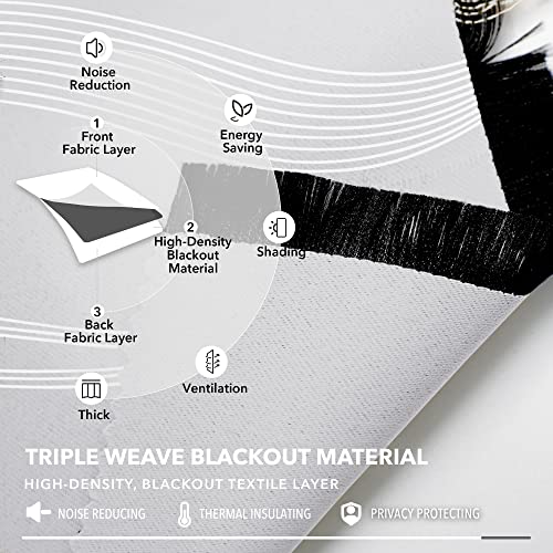 Wave Striped Minimalist Blackout Curtains, Light Silver Grey