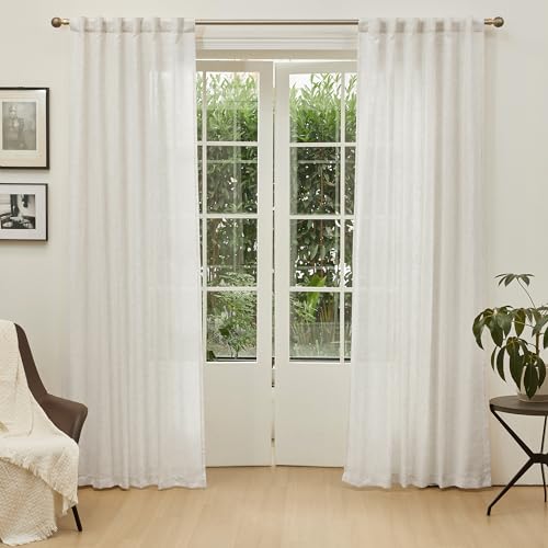 Natural Linen Semi-Sheer Curtains - 84" Panels