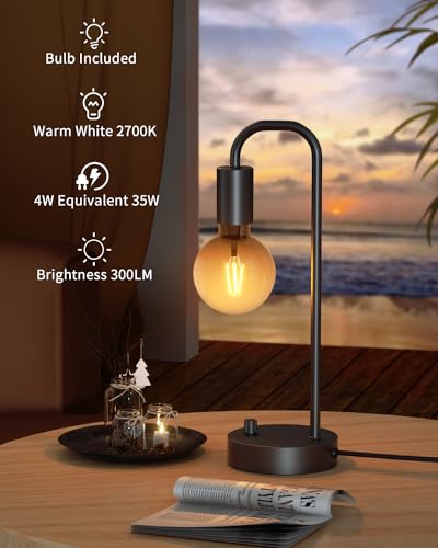 Minimalist Industrial Dimmable Table Lamp with Bulb