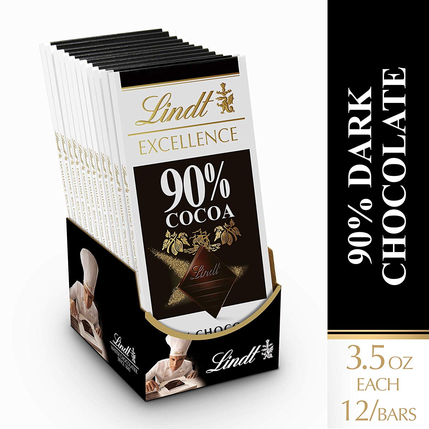 Lindt 90% Dark Chocolate Candy Bar, Halloween Party - 12 Pack
