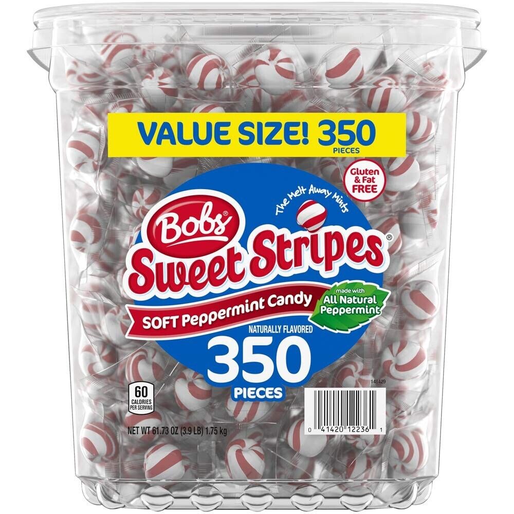 Bob's Soft Peppermint Candy, 350 Individually-Wrapped Pieces